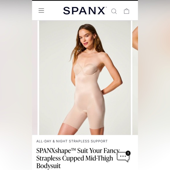 SPANXshape™ Suit Your Fancy Strapless Cupped Mid-Thigh Bodysuit - Picture 2 of 14